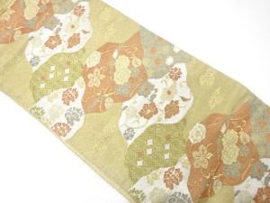 アンティーク　切りばめ風　花に古典柄織り出し袋帯（材料）